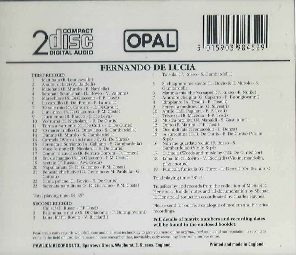 【中古CD】FERNANDO DE LUCIA/OPERATIC RECORDINGS／De Lucia, Fernando Tenor-Fernando-De-Lucia.jpg?